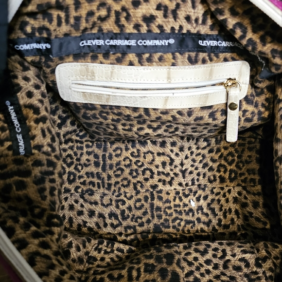 Sold Fabric & Cowhide Tie Dye Pink Satchel Handbag Purse - Picture 5 of 12